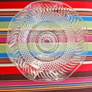 Vintage Clear Ruffled Edge 7 1/2" BowlPattern. Iris & Herringbone